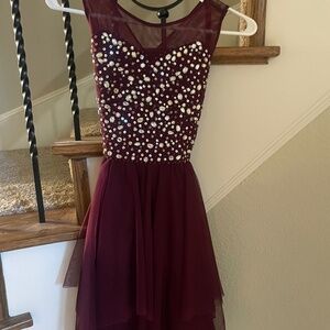 Maroon sequin gem formal gown